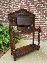 Load image into Gallery viewer, Antique English Oak Umbrella Hall Tree Entry Foyer Cane Stick Stand GOTHIC Large