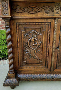 Antique French Oak Sideboard Server Buffet Barley Twist Hunt Style Bookcase Bar