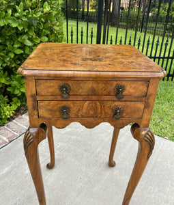 Antique English End Table Occasional Table Nightstand Cabinet Burl Walnut 19th C