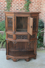 Load image into Gallery viewer, Antique French Gothic Sacristy Vestry Altar Wine Cabinet Bar Catholic Carved Oak