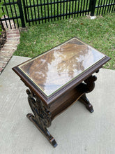Load image into Gallery viewer, Antique French End Table Nightstand Book Trough Bookcase Book Rest Mahogany