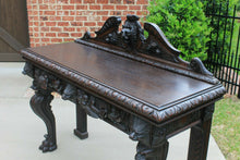 Load image into Gallery viewer, Antique English Oak Server Console Sofa Table RENAISSANCE Birds Lions Makers Tag