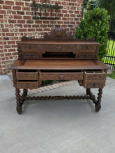 Load image into Gallery viewer, Antique French Desk BARLEY TWIST Renaissance Revival Oak Gothic Library Office