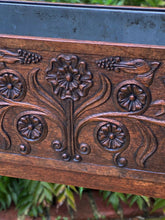 Load image into Gallery viewer, Antique English Carved Oak Planter Jardeniere Plant Stand Flower Box Cellarette