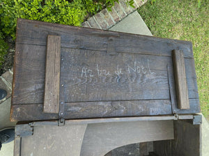 Antique French GOTHIC Coffer Chest Blanket Box Entry Table Trunk Oak 18th C