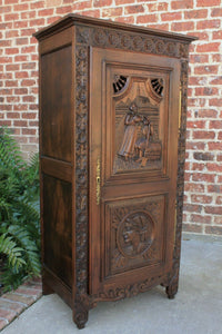 Antique French BRETON Cabinet Bookcase Cupboard Wardrobe Armoire Linen Petite