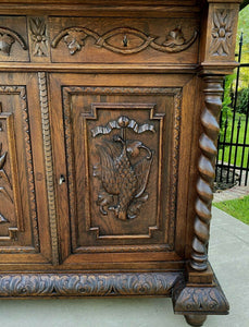 Antique French Oak Sideboard Server Buffet Barley Twist Hunt Style Bookcase Bar