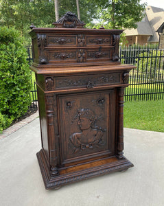 Antique French Oak Cabinet Renaissance Revival Buffet Sideboard Server Wine Bar