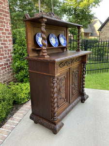 Antique French Oak Sideboard Server Buffet Barley Twist Hunt Style Bookcase Bar