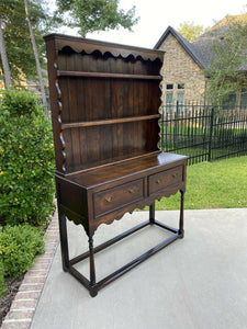 Antique English Jacobean PETITE Plate Welsh Dresser Sideboard Buffet Serve Oak