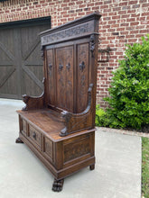 Load image into Gallery viewer, Antique Italian Hall Bench Settee Walnut Renaissance Revival Lions Dragons 19 C