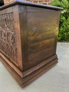 Antique French GOTHIC Coffer Chest Blanket Box Entry Table Trunk Oak 18th C