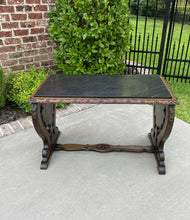 Load image into Gallery viewer, Antique French Oak Coffee Table Bench Window Seat Black Marble Top Inset