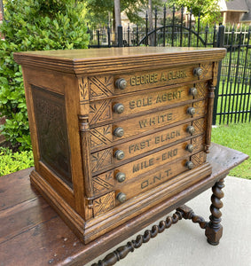 Antique Oak Spool Cabinet George A. Clark General Store Sewing Thread Display