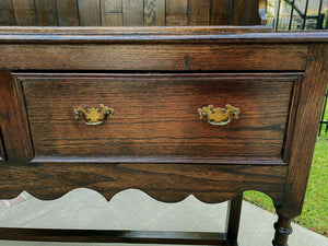 Antique English Jacobean PETITE Plate Welsh Dresser Sideboard Buffet Serve Oak