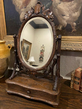 Load image into Gallery viewer, Antique French Oak Mirror BLACK FOREST Dresser Vanity Table Top Jewelry Box FS