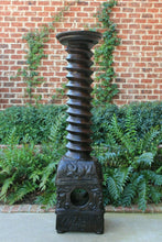 Load image into Gallery viewer, Antique French Oak WINE SCREW PRESS Pedestal Plant Stand Table Barley Twist TALL