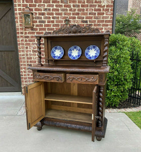 Antique French Oak Sideboard Server Buffet Barley Twist Hunt Style Bookcase Bar