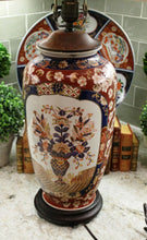 Load image into Gallery viewer, Antique Large IMARI Vase Table Lamp Lighting Rewired JAPAN Red Blue Oriental