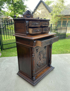 Antique French Oak Cabinet Renaissance Revival Buffet Sideboard Server Wine Bar