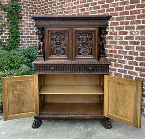 Antique French Renaissance Revival Walnut Chest Cabinet Apothecary Jewelry