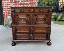 Load image into Gallery viewer, Antique English Chest on Chest of Drawers Cabinet Jacobean Carved Oak Tudor