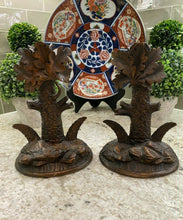 Load image into Gallery viewer, PAIR Antique French Oak Candlesticks Candle Holders BLACK FOREST Hand Carved