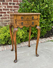 Load image into Gallery viewer, Antique English End Table Occasional Table Nightstand Cabinet Burl Walnut 19th C