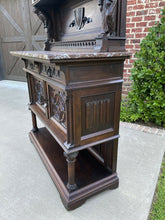 Load image into Gallery viewer, Antique Buffet Server Sideboard Cabinet Marble Top GOTHIC Monks Walnut Cathedral