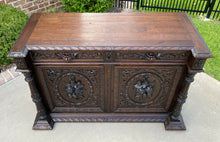 Load image into Gallery viewer, Antique French Sideboard Server Cabinet Renaissance Carved Oak 55&quot; W