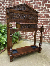 Load image into Gallery viewer, Antique English Oak Umbrella Hall Tree Entry Foyer Cane Stick Stand GOTHIC Large