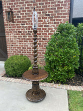 Load image into Gallery viewer, Antique English Floor Lamp Barley Twist Post End Table Oak Rewired 1920s-1930s