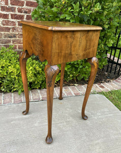 Antique English End Table Occasional Table Nightstand Cabinet Burl Walnut 19th C