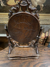 Load image into Gallery viewer, Antique French Oak Mirror BLACK FOREST Dresser Vanity Table Top Jewelry Box FS