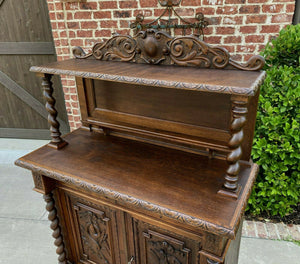 Antique French Oak Sideboard Server Buffet Barley Twist Hunt Style Bookcase Bar