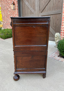 Antique English Chest on Chest of Drawers Cabinet Jacobean Carved Oak Tudor