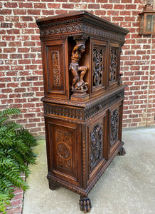 Antique French Renaissance Revival Walnut Chest Cabinet Apothecary Jewelry