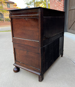 Antique English Chest on Chest of Drawers Cabinet Jacobean Carved Oak Tudor