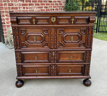 Load image into Gallery viewer, Antique English Chest on Chest of Drawers Cabinet Jacobean Carved Oak Tudor
