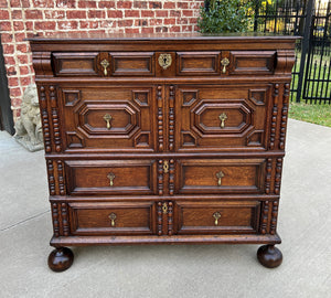 Antique English Chest on Chest of Drawers Cabinet Jacobean Carved Oak Tudor