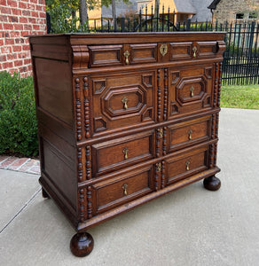 Antique English Chest on Chest of Drawers Cabinet Jacobean Carved Oak Tudor