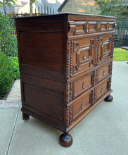 Load image into Gallery viewer, Antique English Chest on Chest of Drawers Cabinet Jacobean Carved Oak Tudor