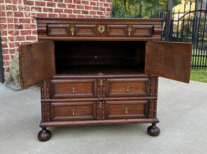 Antique English Chest on Chest of Drawers Cabinet Jacobean Carved Oak Tudor