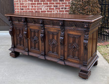 Load image into Gallery viewer, Antique English Sideboard Server Cabinet Buffet Jacobean Oak Lions Large 19th C