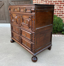 Load image into Gallery viewer, Antique English Chest on Chest of Drawers Cabinet Jacobean Carved Oak Tudor