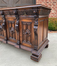 Load image into Gallery viewer, Antique English Sideboard Server Cabinet Buffet Jacobean Oak Lions Large 19th C