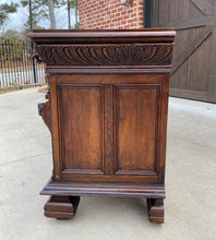 Load image into Gallery viewer, Antique English Sideboard Server Cabinet Buffet Jacobean Oak Lions Large 19th C