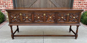 Antique English Sideboard Server Sofa Table Console Buffet Jacobean Oak c. 1890