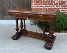 Load image into Gallery viewer, Antique French Writing Desk Table Renaissance Revival Dolphin Style Carved Oak