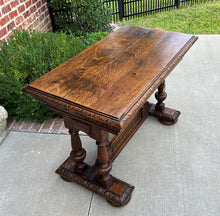 Load image into Gallery viewer, Antique French Writing Desk Table Renaissance Revival Dolphin Style Carved Oak